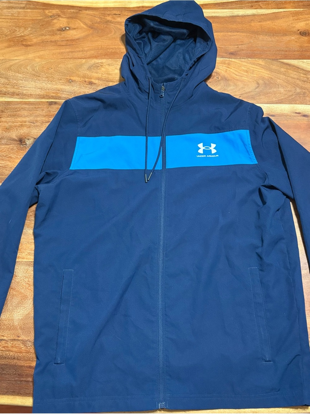 Under Armour Navy and Bright Blue Full-Zip Hooded Performance Jacket